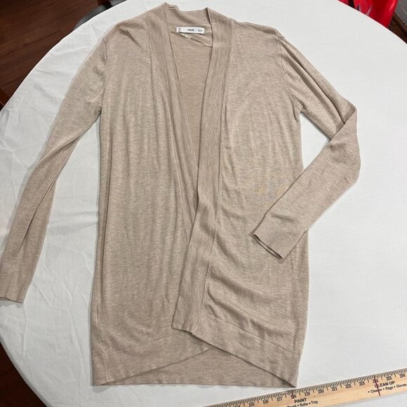 MNG Mango Lightweight Open-Front Cardigan Beige M - Picture 3 of 11